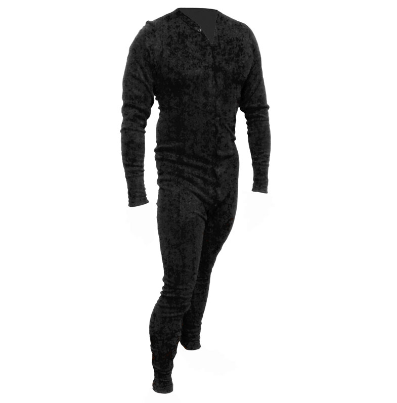 Bild von Western Long John Unterwäsche – Einteiler in Schwarz, mit Gesäßschlitz