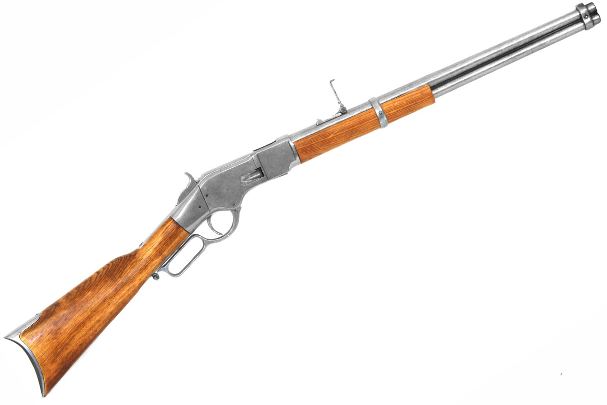Bild von Winchester USA 1866 – Karabiner Replik in Grau mit Holzschaft - Deko-Repetiergewehr 